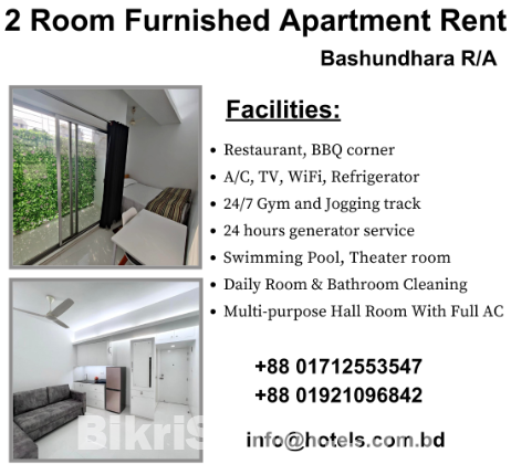 2 Room Furnished Serviced Apartment RENT in Bashundhara R/A